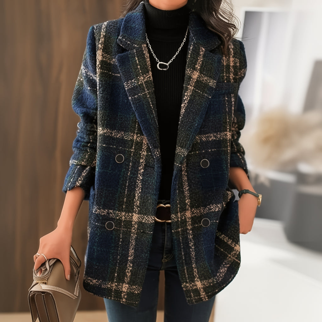 Isaline | Manteau classique en laine à carreaux