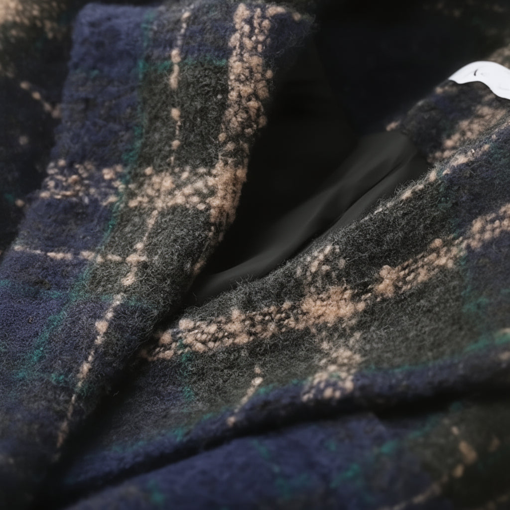 Isaline | Manteau classique en laine à carreaux