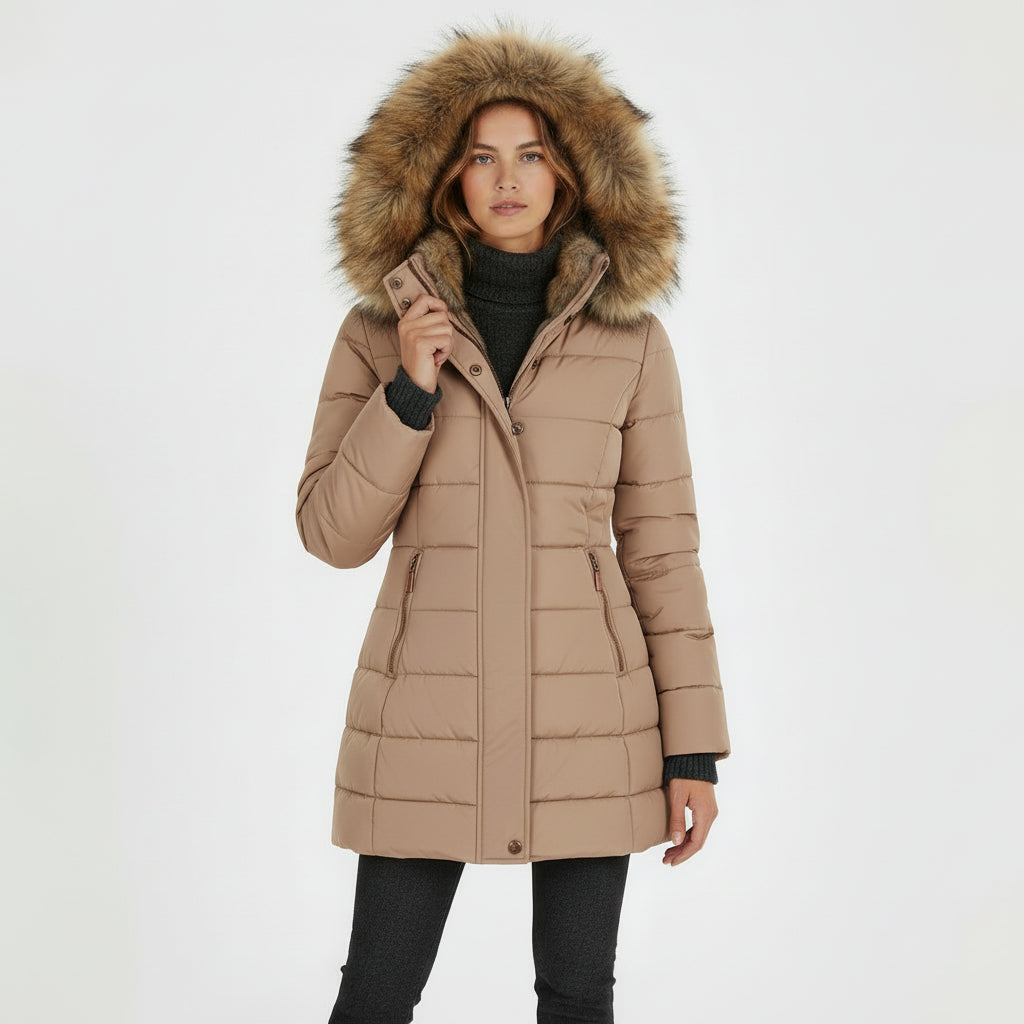 Sophia | Manteau d’hiver doublé de fourrure